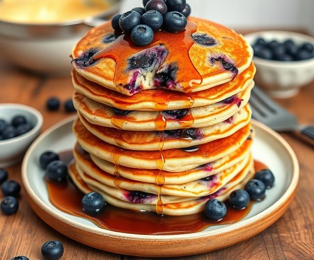 Easy Blueberry Protein Pancakes