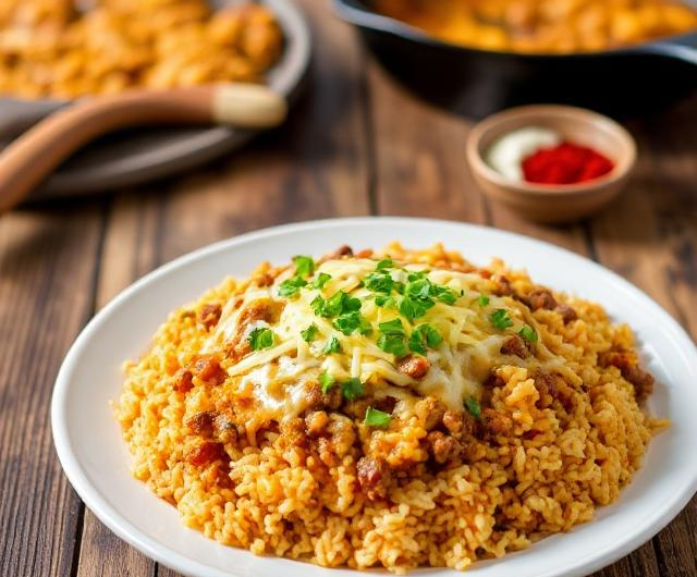 Easy Cheesy Beef Mexican Rice