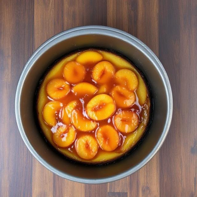 Easy Ginger Peach Upside Down Cake