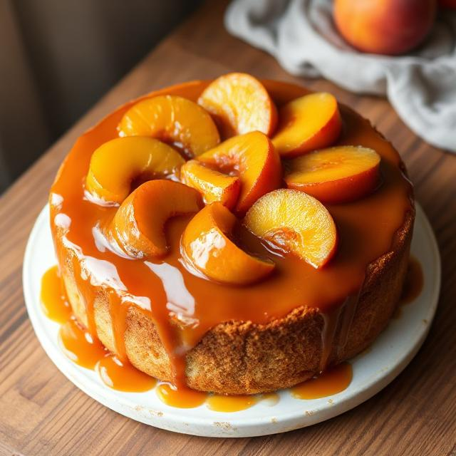 Easy Ginger Peach Upside Down Cake