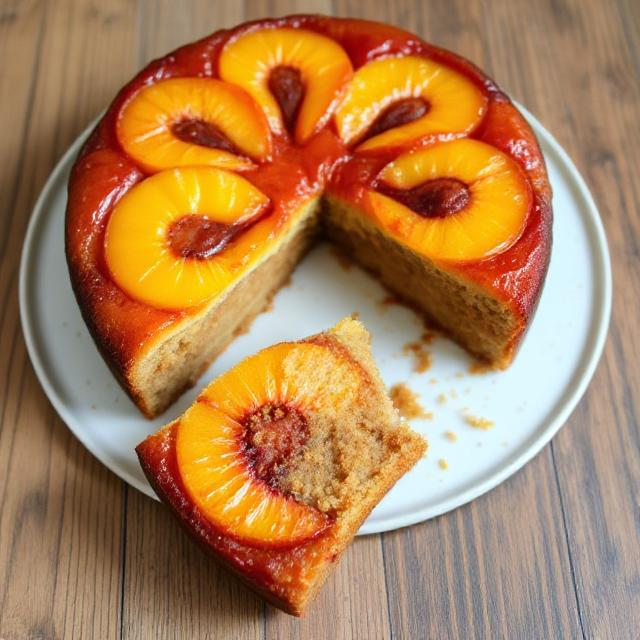 Easy Ginger Peach Upside Down Cake