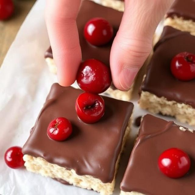 Easy Chocolate Covered Cherry Rice Krispies Treats