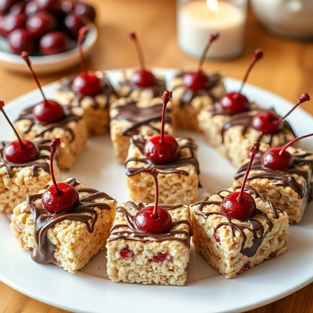 Easy Chocolate Covered Cherry Rice Krispies Treats