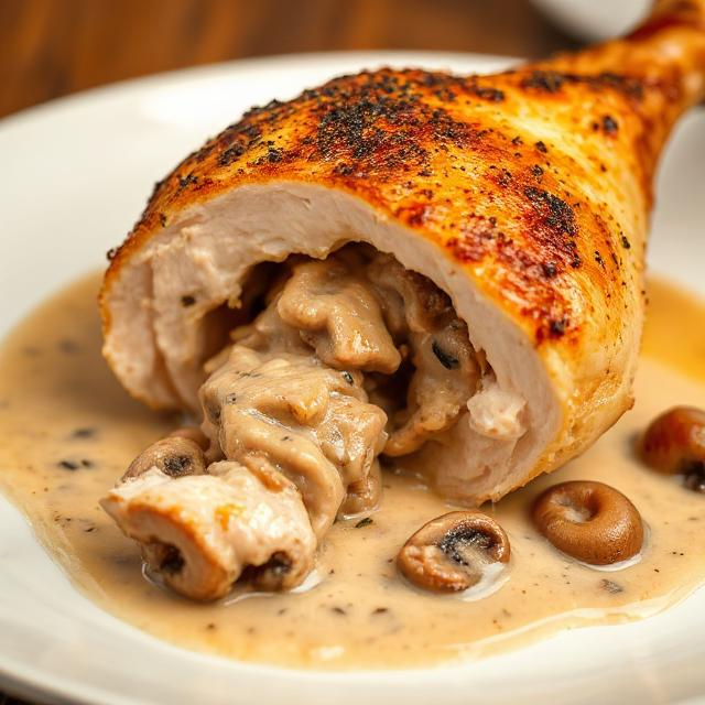 Easy Creamy Mushroom Baked Chicken Legs