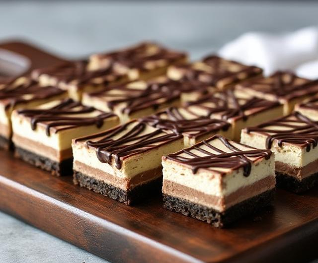 Easy No-Bake Triple Chocolate Cheesecake Bars