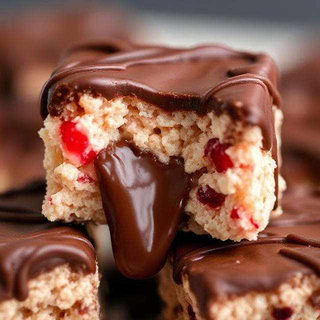 Easy Chocolate Covered Cherry Rice Krispies Treats