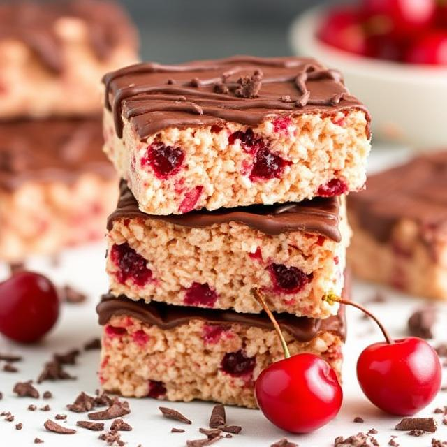 Easy Chocolate Covered Cherry Rice Krispies Treats