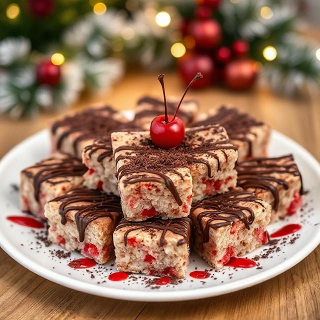 Easy Chocolate Covered Cherry Rice Krispies Treats