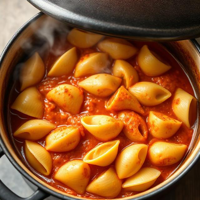 Easy One-Pot Creamy Beef and Shells