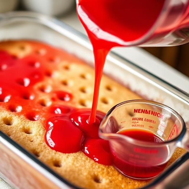 Easy Raspberry Zinger Poke Cake