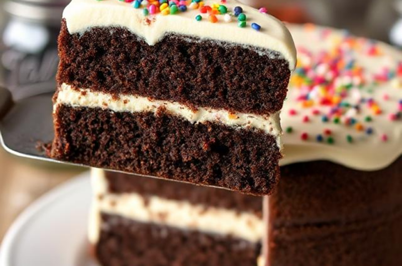 Easy Chocolate Cake with Vanilla Frosting