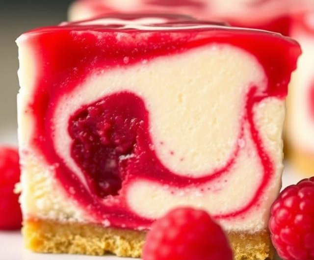 Easy Raspberry Ripple Cheesecake Slice