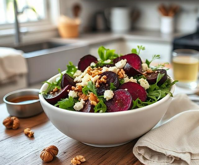 Easy Roasted Beet Salad with Feta & Walnuts