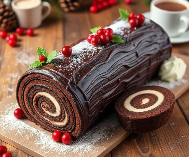 Easy Yule Log Sheet Cake