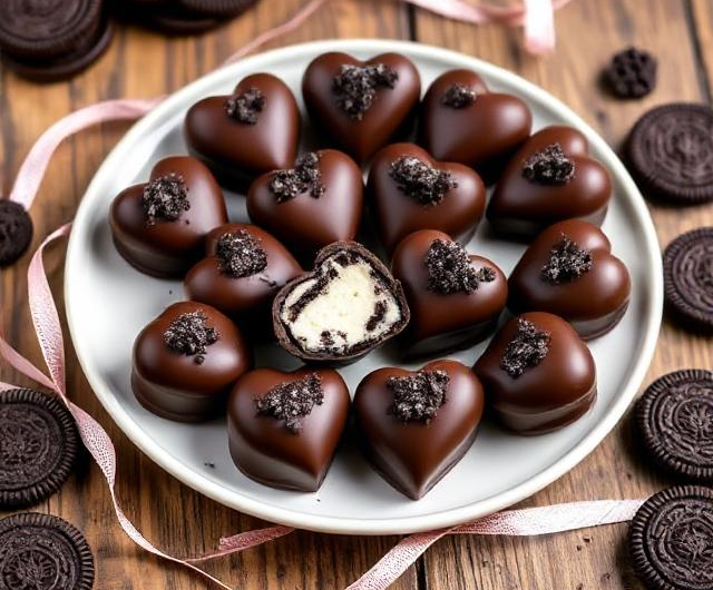 No Bake Oreo Heart Truffles