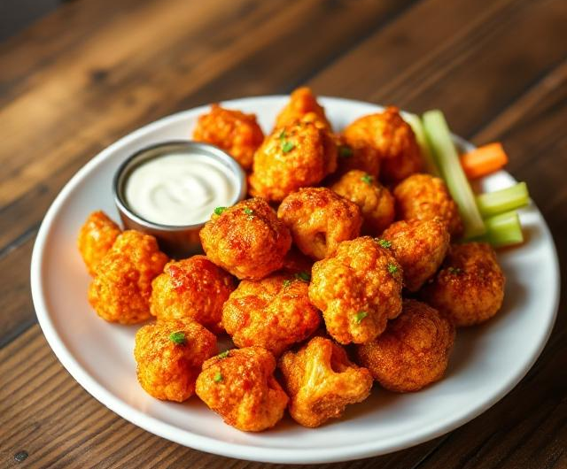 Easy Spicy Buffalo Cauliflower Bites