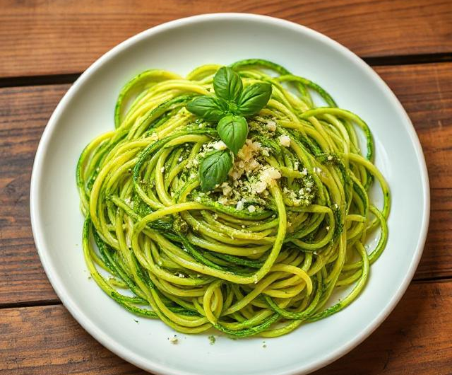 Easy Fresh Pesto Zucchini Noodles
