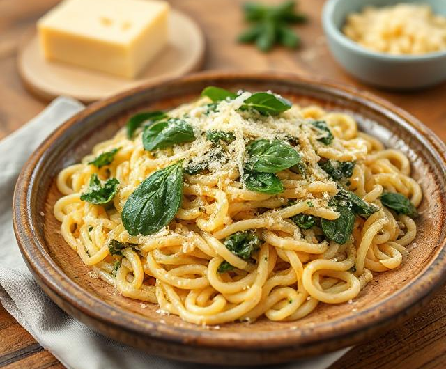 Easy Spinach Orzo Pasta with Parmesan