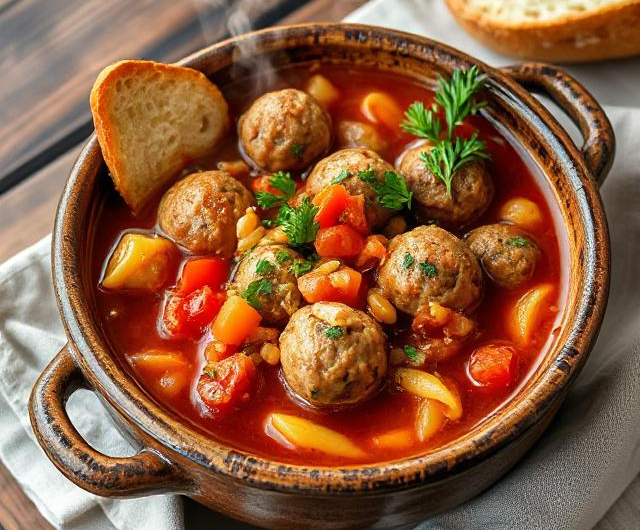 Easy Chunky Italian Meatball Soup