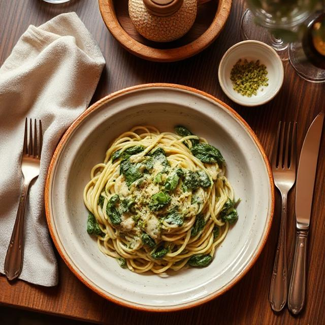 Easy Creamed Spinach Pasta