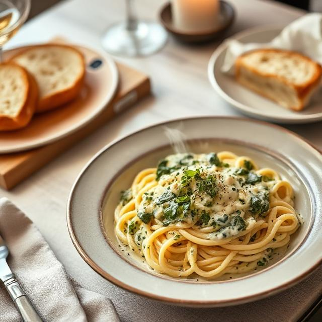 Easy Creamed Spinach Pasta