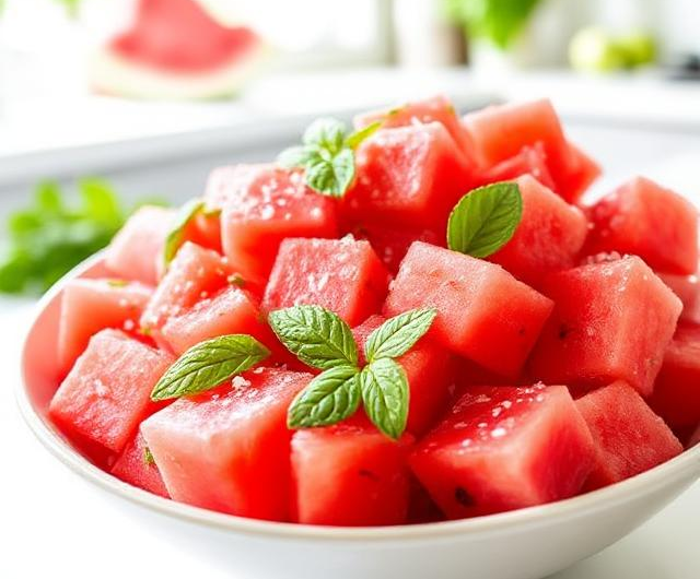 Easy Watermelon and Sea Salt Salad with Mint-Lime Dressing