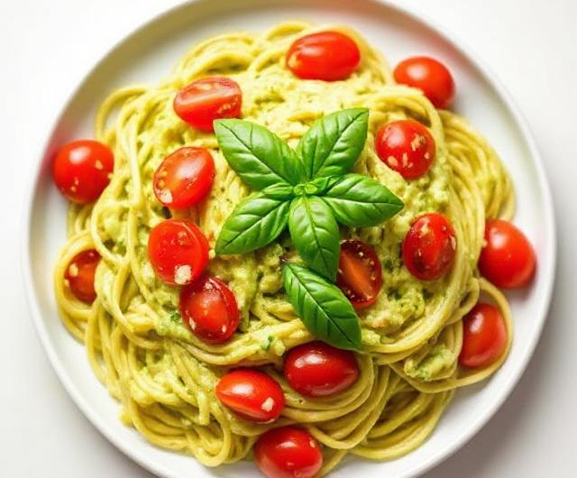 Easy Creamy Avocado and Tomato Pasta