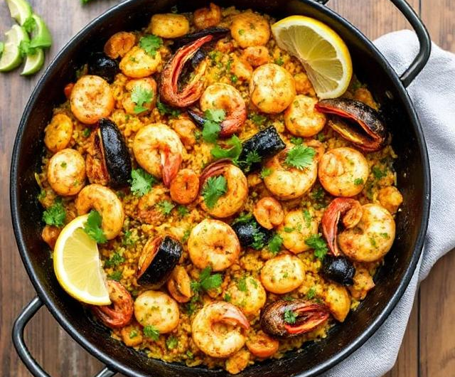 Easy Saffron Infused Seafood Paella