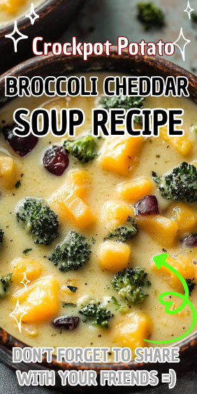 Easy Crockpot Potato Broccoli Cheddar Soup