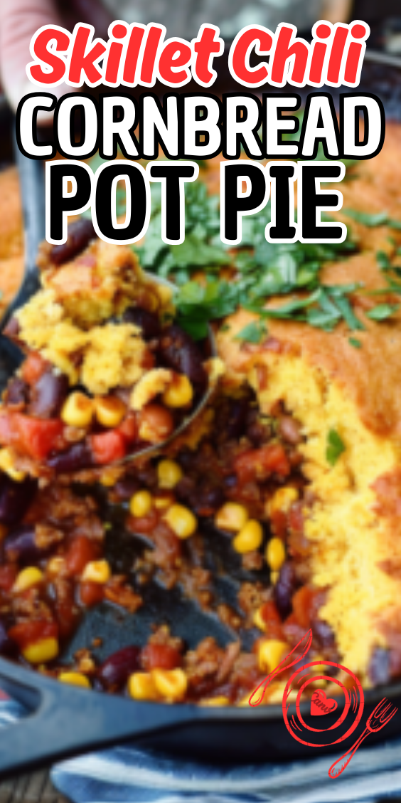 Easy Skillet Chili Cornbread Pot Pie
