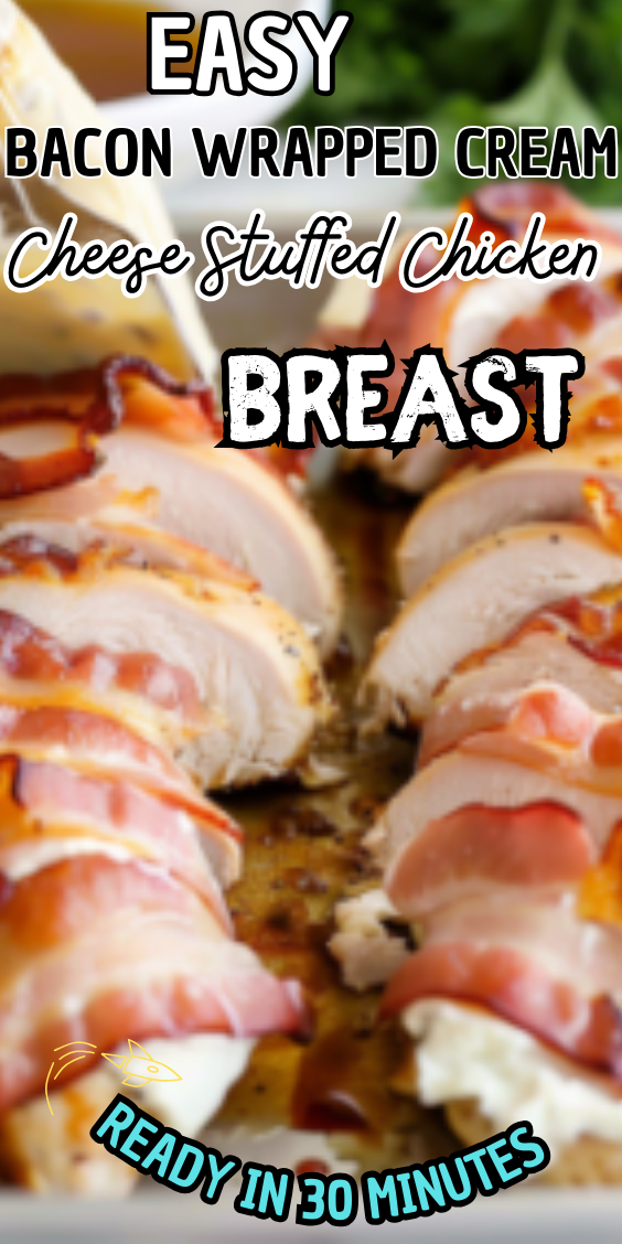 Easy Bacon Wrapped Cream Cheese Stuffed Chicken Breast