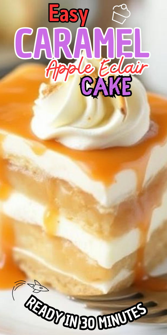 Easy Caramel Apple Eclair Cake