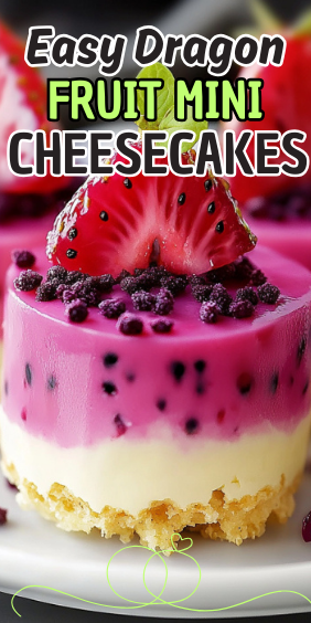 Easy Dragon Fruit Mini Cheesecakes