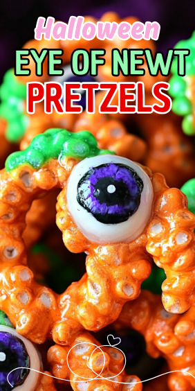 Easy Halloween Eye of Newt Pretzels