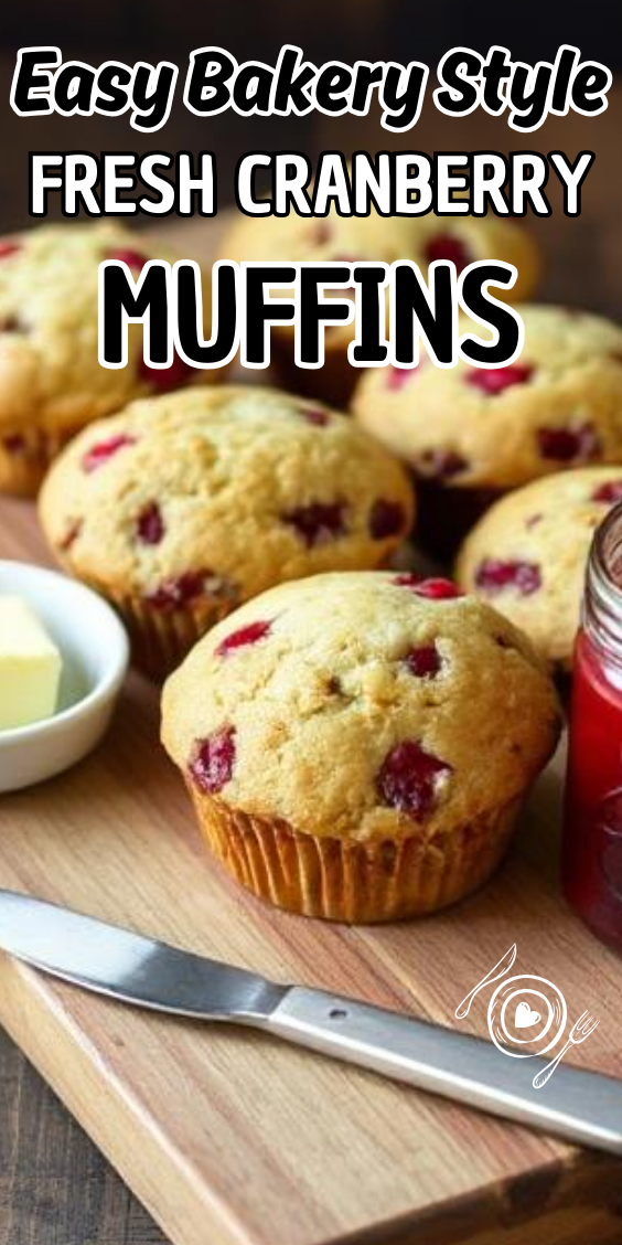 Easy Bakery Style Fresh Cranberry Muffins