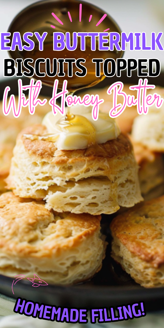 Easy Buttermilk Biscuits Topped With Honey Butter