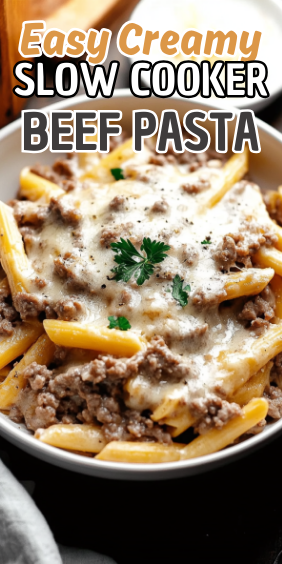 Easy Creamy Slow Cooker Beef Pasta