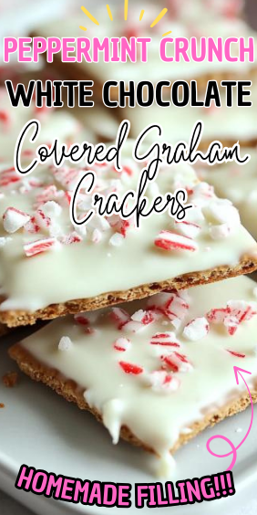 Easy Peppermint Crunch White Chocolate Covered Graham Crackers