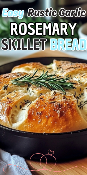 Easy Rustic Garlic Rosemary Skillet Bread