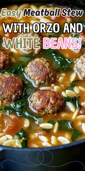 Easy Meatball Stew with Orzo and White Beans