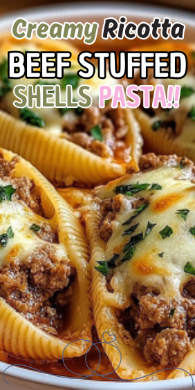 Easy Creamy Ricotta Beef Stuffed Shells Pasta