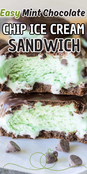 Easy Mint Chocolate Chip Ice Cream Sandwich