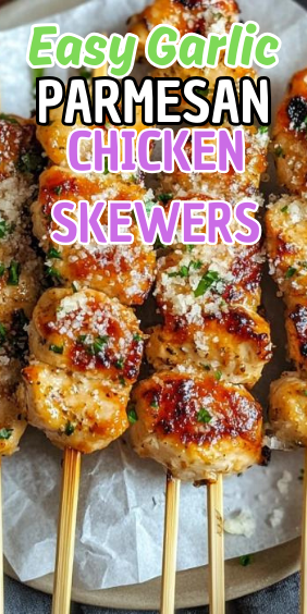 Easy Garlic Parmesan Chicken Skewers