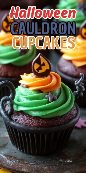 Easy Halloween Cauldron Cupcakes