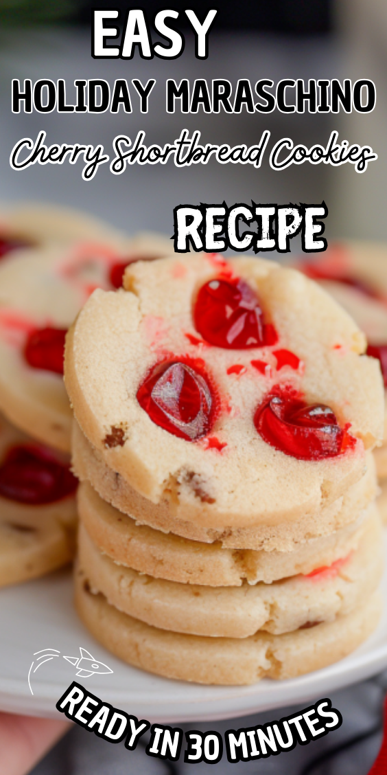 Easy Holiday Maraschino Cherry Shortbread Cookies