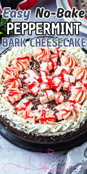 Easy No-Bake Peppermint Bark Cheesecake