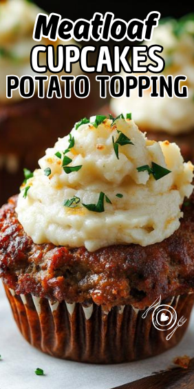 Easy Meatloaf Cupcakes with Whipped Potato Topping