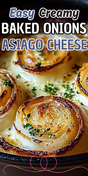 Easy Creamy Baked Onions with Asiago Cheese