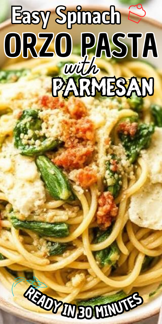 Easy Spinach Orzo Pasta with Parmesan