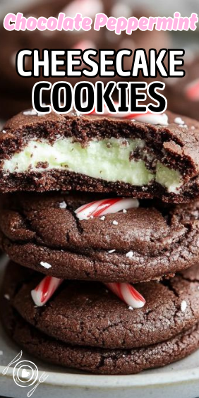 Easy Chocolate Peppermint Cheesecake Cookies
